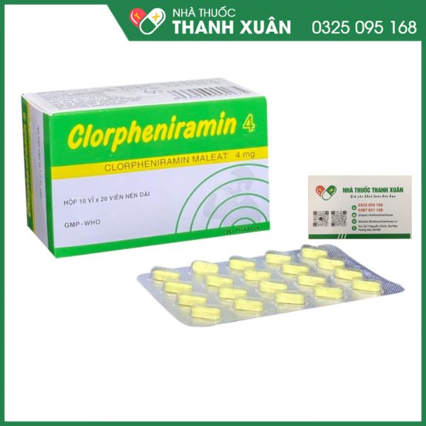 Clorpheniramin 4 - Điều trị viêm mũi dị ứng, chảy nước mũi, nghẹt mũi, sổ mũi